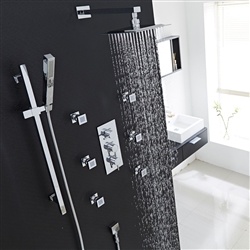 Fontana Edinburgh Wall Mount Thermostatic Rainfall Shower Set With 6 Body Massage Jets